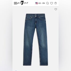7 For All Mankind Men's Dark Blue Slim Straight Jeans